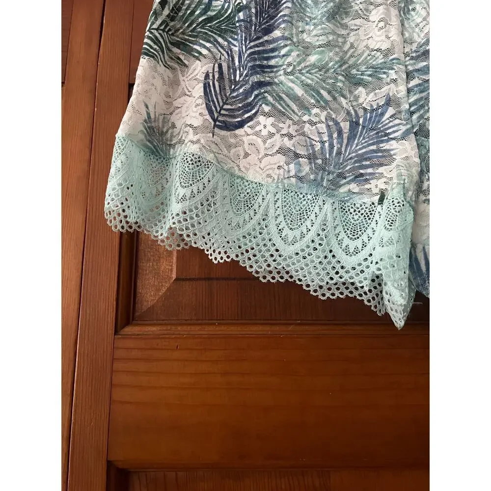 NWT In Bloom by Jonquil Women's Lace Cami & Shorts Pajama Set Aqua Palm Size XL